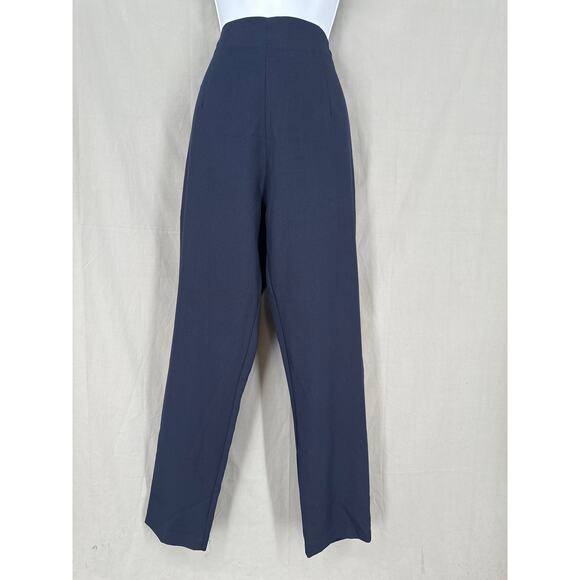 Never Fully Dressed Pants Women 8 Navy Blue High Rise Straight Stretch Zip Ankle - Picture 1 of 10